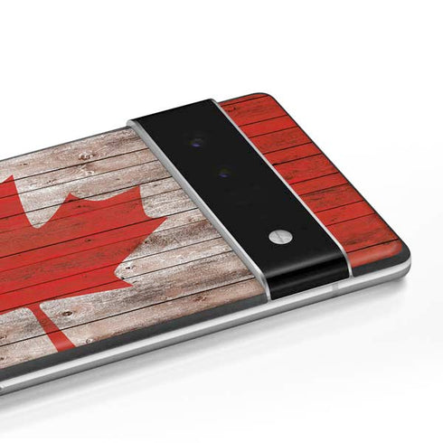 Canadian Flag Dark Wood Google Pixel 6 Skin